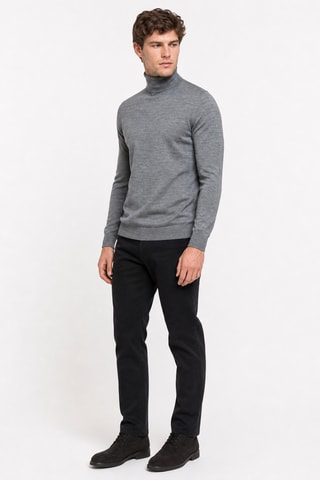 Jersey 50 % lana y 50 % acrílico - Jersey de cuello vuelto - Gris
