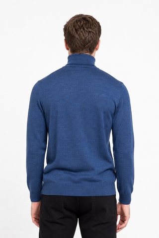 Jersey 50 % lana y 50 % acrílico - Jersey de cuello vuelto - Azul