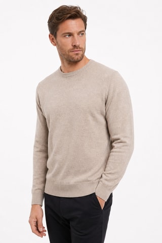 Jersey 100 % cachemir, 2 hilos - Cuello redondo. - Gris