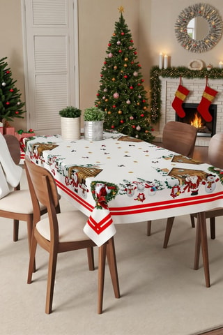 Mantel rectangular - Blanco y rojo