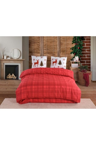 Juego de nórdico de algodón 60 hilos/cm² Caspara - Blanco y rojo