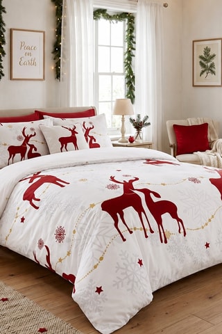 Juego de nórdico Happy Deers - Blanco y rojo
