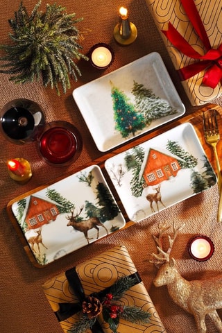 3 plats de service en porcelaine - 18 x 13 cm