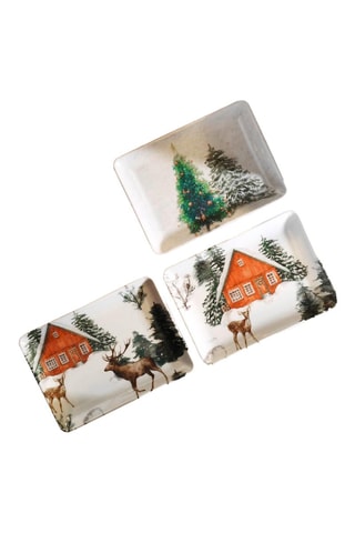 3 plats de service en porcelaine - 18 x 13 cm