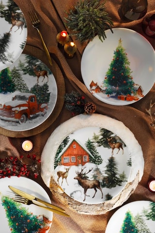 6 platos llanos de porcelana - 27 cm