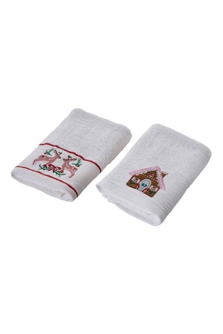 2 toallas de tocador Orderly Xmas - Blanco