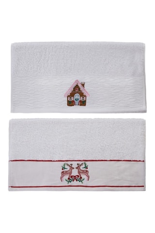 2 toallas de tocador Orderly Xmas - Blanco