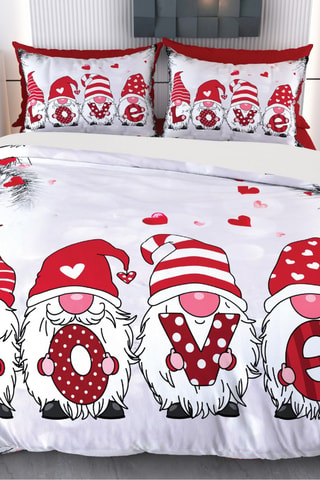 Juego de nórdico de algodón 57 hilos/cm² - Blanco y rojo