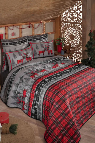 Ensemble couvre-lit en coton 47 fils/cm² - Rouge