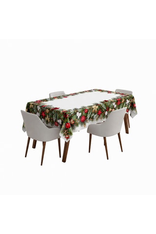 Mantel rectangular - Blanco y verde - 100 x 160 cm