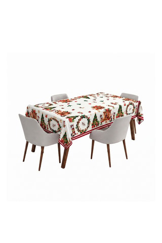 Mantel rectangular - Blanco y rojo