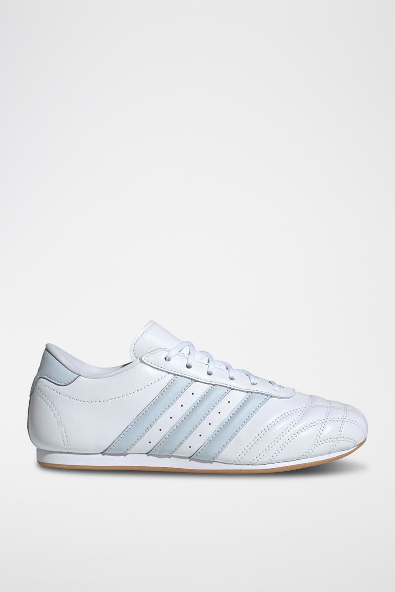 Zapatillas de piel Taekwondo - Blanco y celeste
