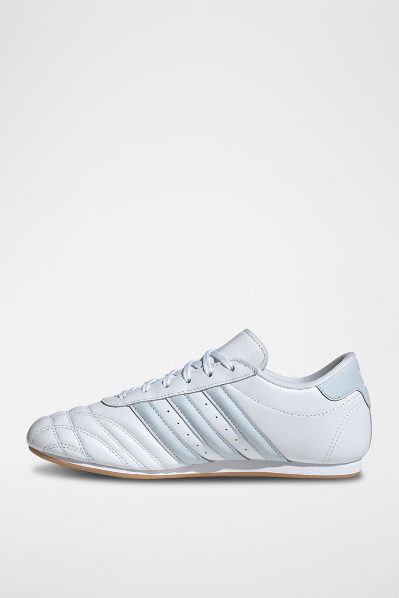 Zapatillas de piel Taekwondo - Blanco y celeste