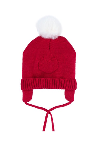 Bonnet aviateur à pompon - Rouge