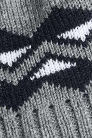 Bonnet aviateur à pompon - Gris chiné