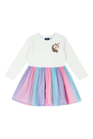 Vestido efecto doble prenda - Blanco y rosa