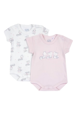 2 bodys - Rose et blanc