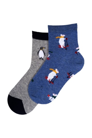 2 paires de chaussettes - Ciel et gris clair chiné