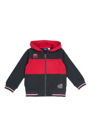 Sweat à capuche - Gris foncé et rouge