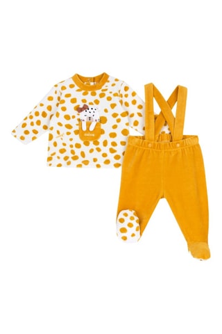 T-shirt et pantalon en velours - Blanc et moutarde