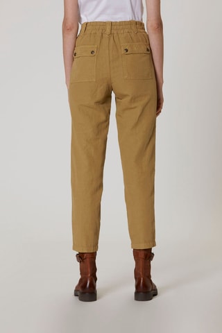 Pantalón de lino de tiro alto - Caqui