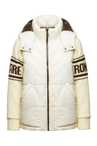 Chaqueta bimateria con capucha - Beige