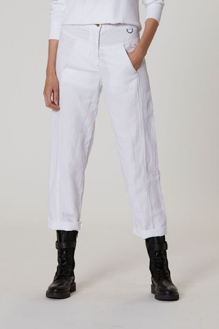 Pantalón de lino de tiro alto - Blanco
