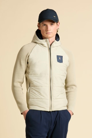 Jersey bimateria con capucha - Beige