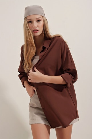 Chemisier oversize - Marron
