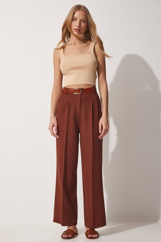 Pantalon regular - Marron