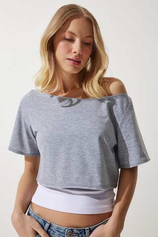 2 t-shirts cropped - Gris et noir