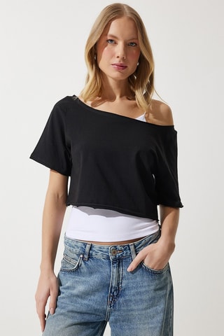 2 t-shirts cropped - Gris et noir