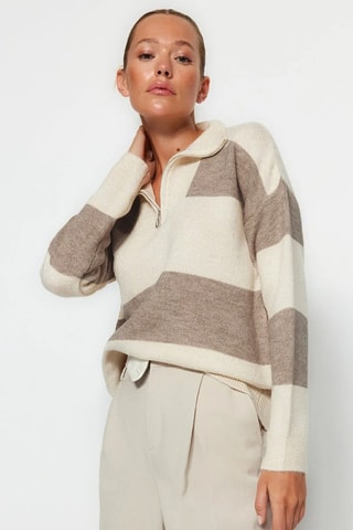 Pull oversize - Marron et beige