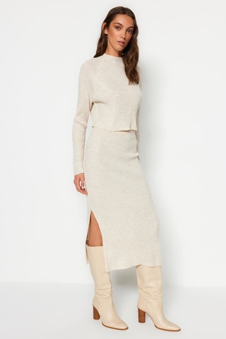 Pull et jupe longue - Beige