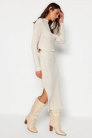 Pull et jupe longue - Beige