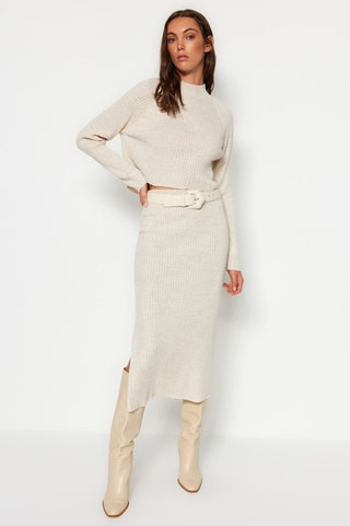 Pull et jupe longue - Beige