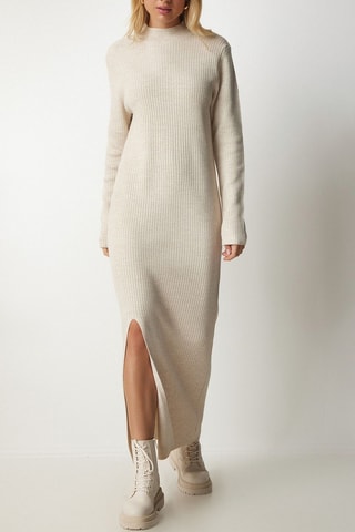 Robe pull en laine - Beige