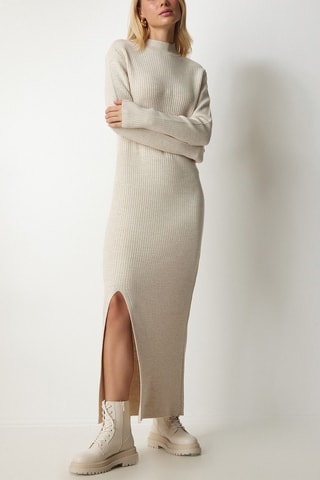 Robe pull en laine - Beige