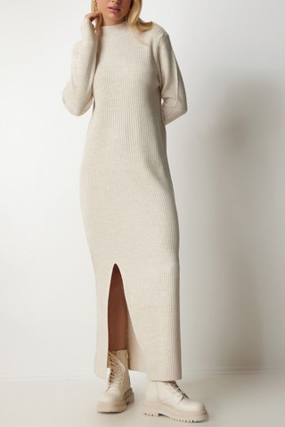 Robe pull en laine - Beige