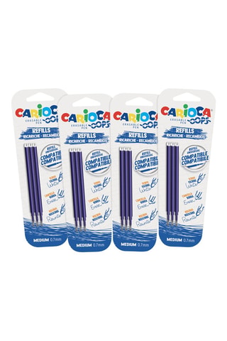 12 recharges pour stylos effaçables et rechargeables Oops - Bleu
