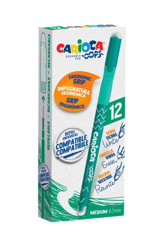 Boîte de 12 stylos-bille effaçables et rechargeables Oops - Vert