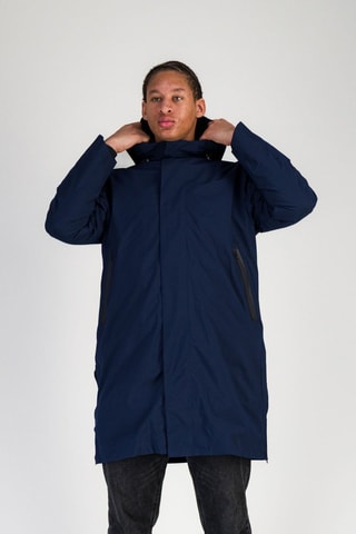 Parka con capucha - Blanco, negro y azul