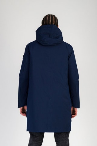 Parka con capucha - Blanco, negro y azul