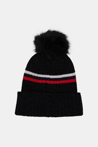 Gorro con borla de lana Piste Noir - Negro