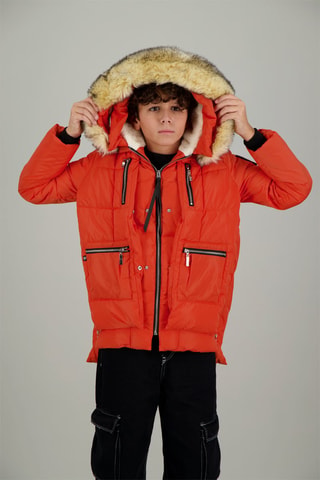 Anorak acolchado con capucha 3 Vallees Kids - Naranja