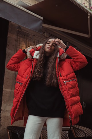 Anorak acolchado con capucha 3 Vallees - Rojo