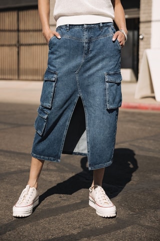 Jupe midi en jean - Bleu