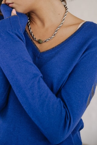 Pull en laine et cachemire - Bleu