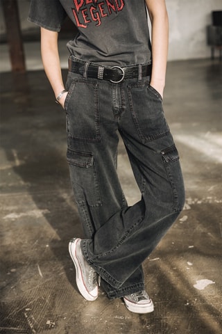 Jean cargo en coton biologique Moxie - Noir