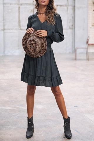 Korte Jurk Rolina Plain Color - Verwassen Zwart - Zwart